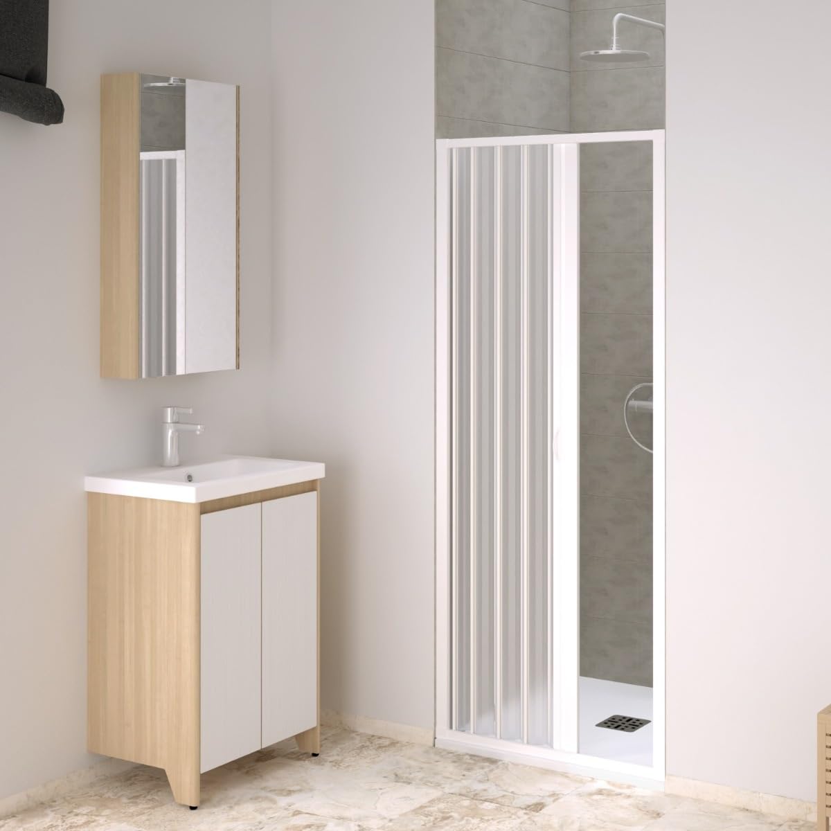Forte BK121001 Cabina de Ducha Deslizante, Blanco, 110/80 x 185 h adaptable reducible