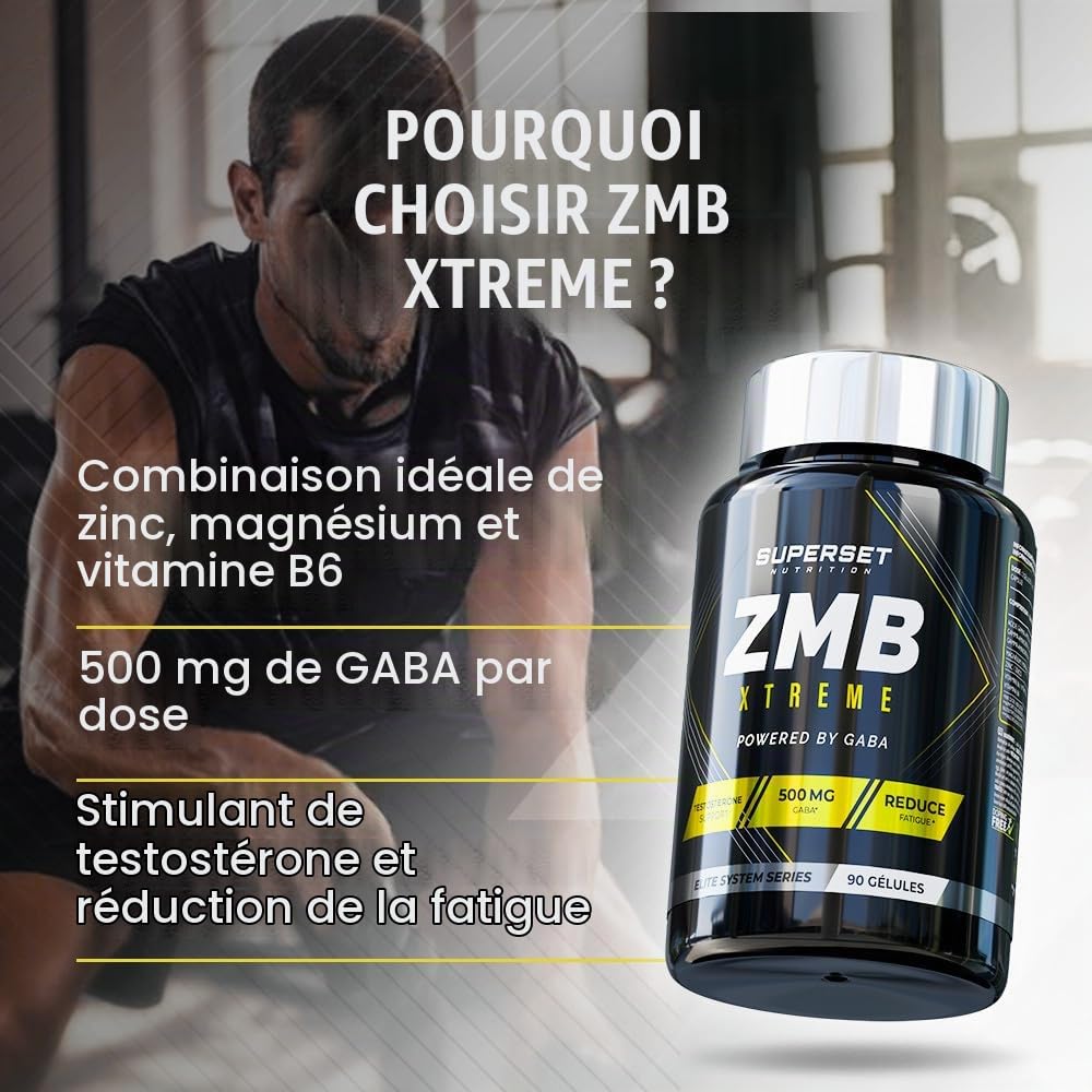 Superset Nutrition | Zmb Xtreme (90 Caps) | ZMB | Complexe de zinc, magnésium et B6 enrichi en GABA