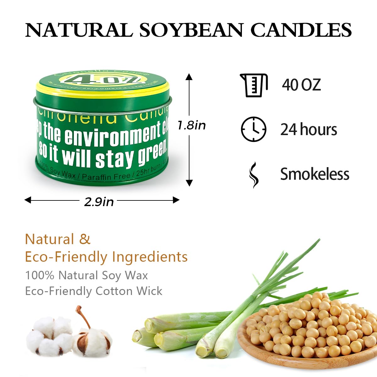 Citronella-Kerzen, Zitronengras-Duftkerzen, für drinnen und draußen, 118 ml, 2 Stück, reines Citronella-Öl und natürliches Sojawachs, langanhaltend, handgegossene Kerzen