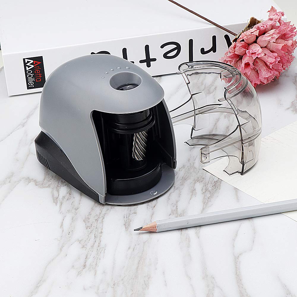 VIDOO Elektryczna ostrzałka do ołówków na baterie USB, prosta ostrzałka w stylu biznesowym, automatyczna ostrzałka, biurko, do szkoły, biura, kolor biały