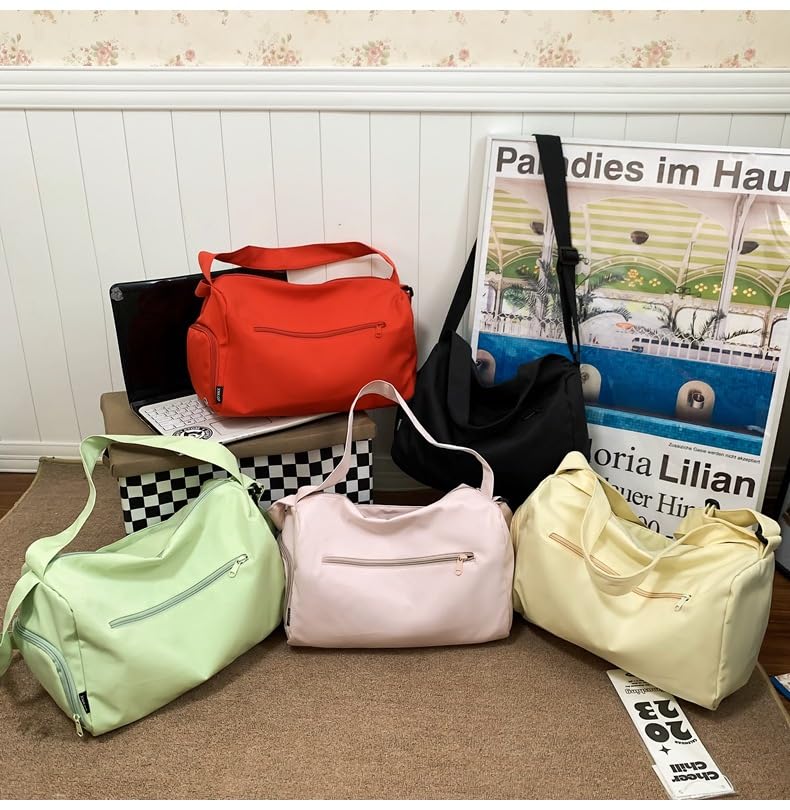 Travel Duffle Bag Gym Crossbody Bag for Women Men Weekender Overnight Duffel Bag Tote Bag (Red)4