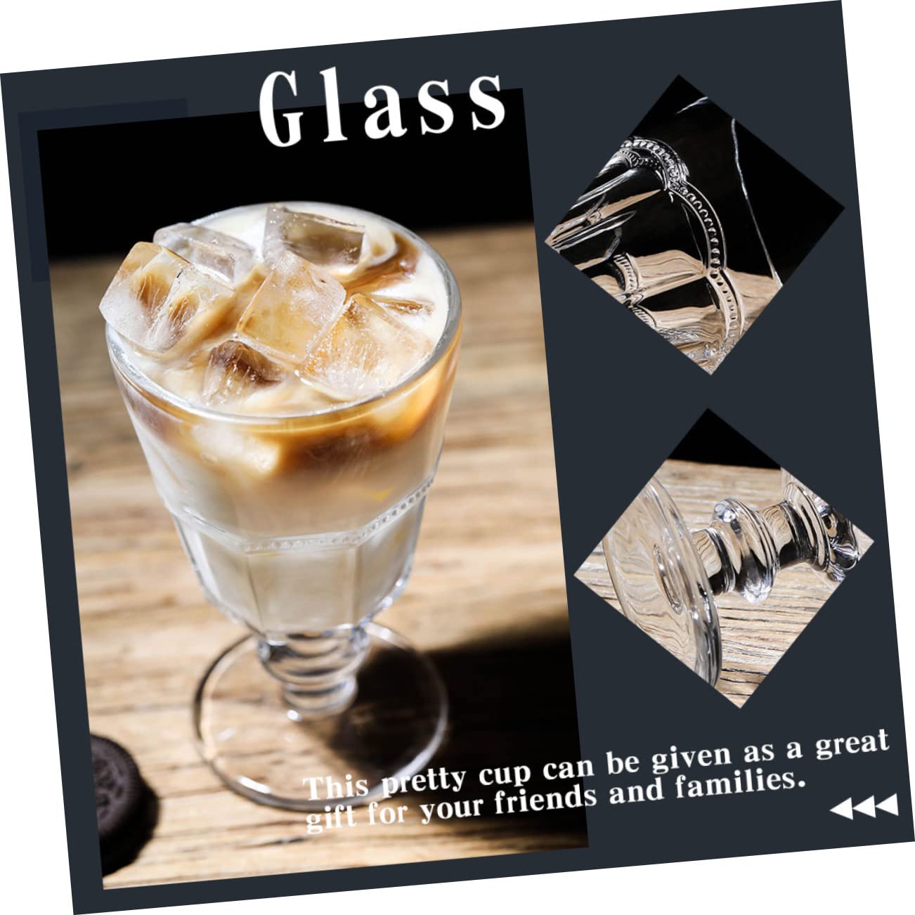 Ciotole da dessert in vetro, tazze da dessert, 2 pezzi Coppa gelato Contenitore for bevande Tazza da caffè trasparente Ciotola for frutta con piedi Snack Piatto for gioielli Ciotola for gelato Tazza S