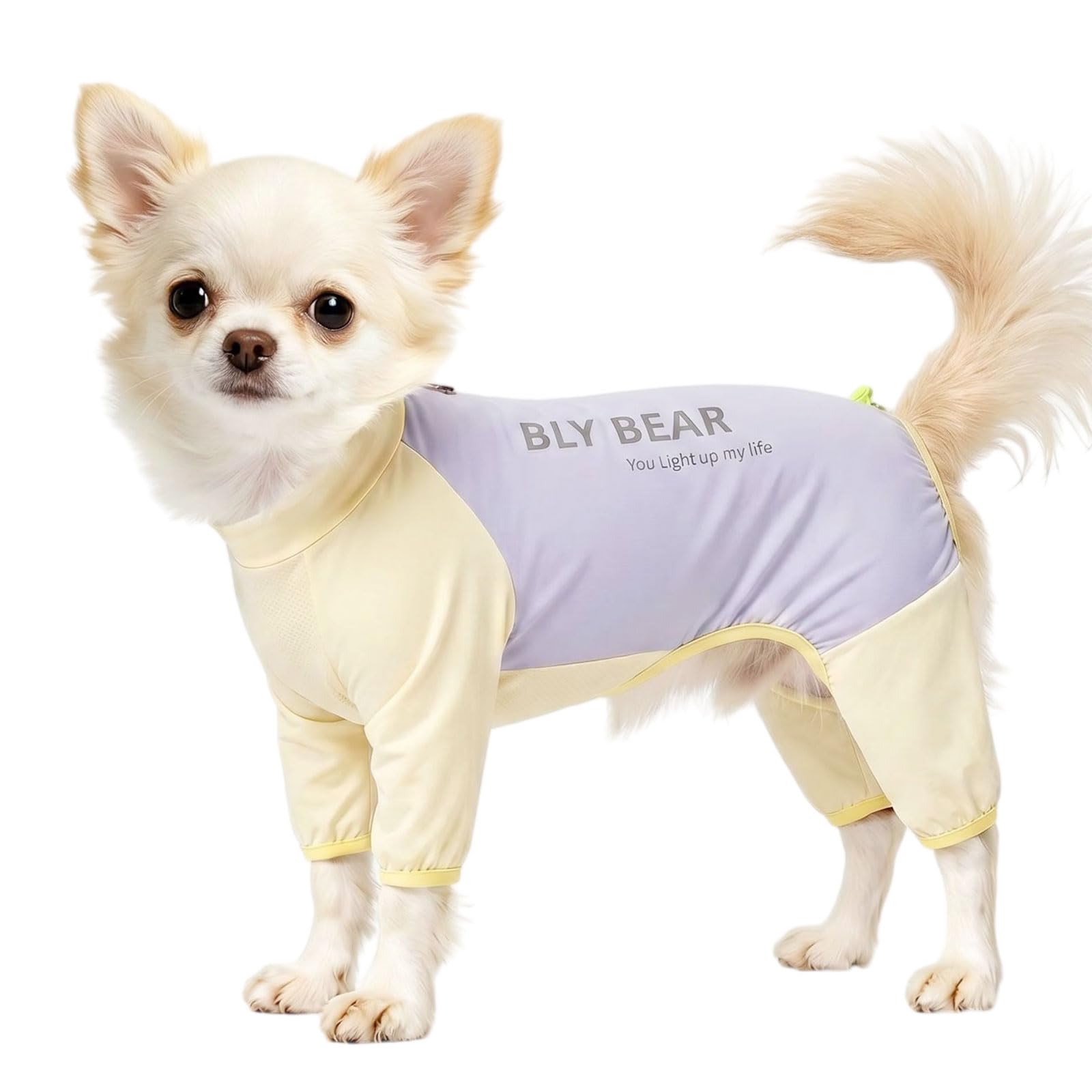 Anlitent Dog Cooling Suit UPF 50+ Summer, Breathable Quick Dry Sun Protection Jumpsuit for Small Dogs, Sunscreen Alternative Clothing with Adjustable Back Drawstring & D-Ring Outdoor XS (0.5-1.5kg)