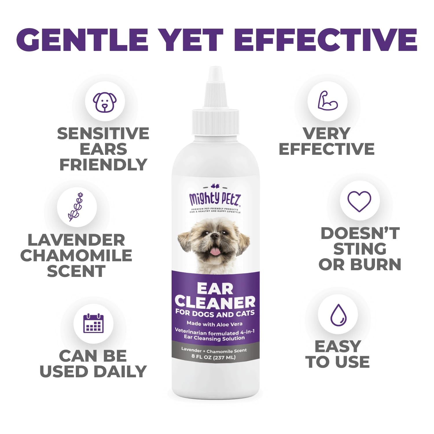 Mighty Petz Dog Ear Cleaner – Gentle Pet Ear Wash for Routine Ear Hygiene For Dogs and Cats 8 oz - image 3