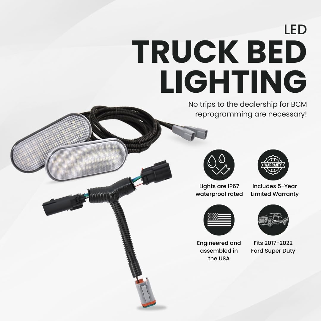 Starkey LED Bed Light Kit - Compatible with Ford Super Duty 2017-2022 - OEM Style Plug-and-Play