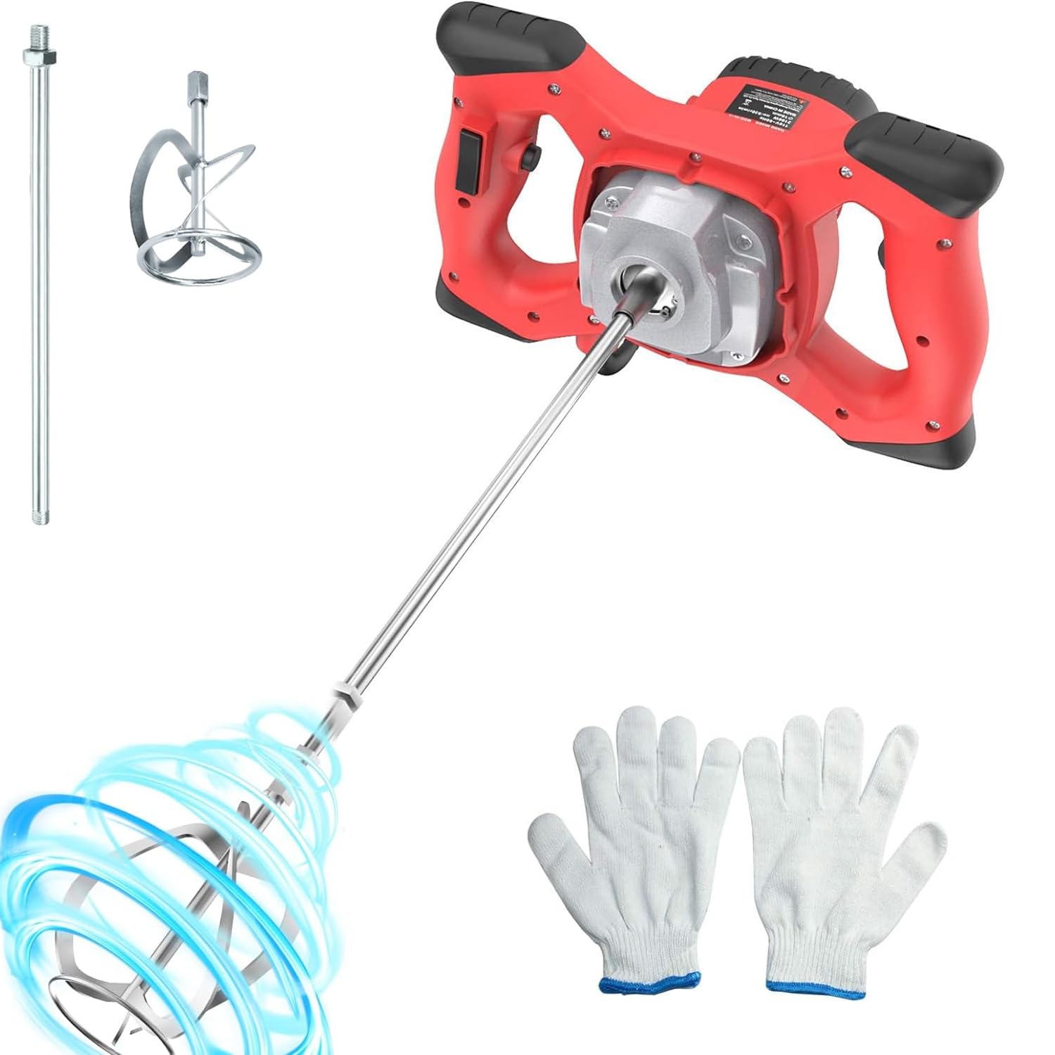 2 Electric Cement Mixer Stirrer, Handheld Mixer,Portable Concrete Cement Mixer, 6-Speed Handheld Concrete Mixer for Mortars Paint Mud Grout Plaster Grout Thinset Paddle Mixer Drill