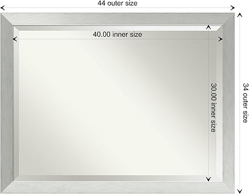 Miniatura 4 de Amanti Art Espejo de baño de madera, espejo de pared de plata esterlina cepillada para usar como espejo de tocador de baño sobre el fregadero (34 x