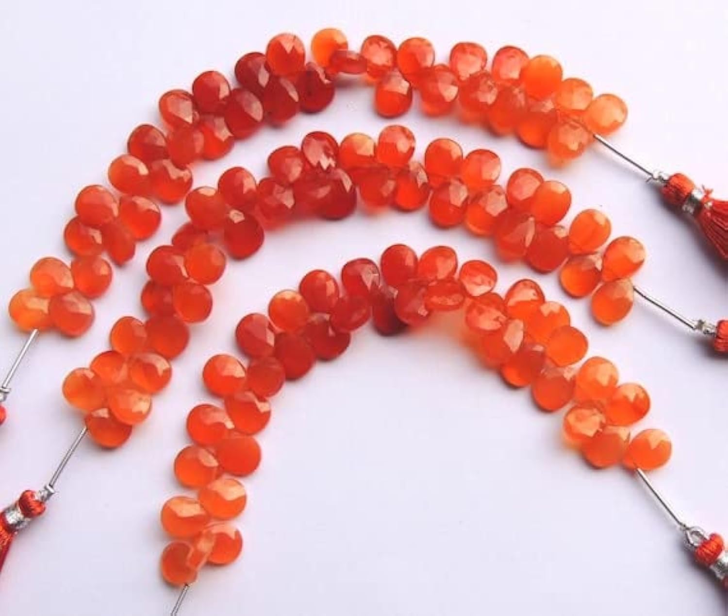 Carnelian pears almond faceted beads 8-10 mm fil de cornaline véritable