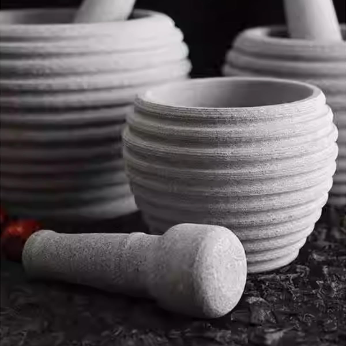Zestaw do Moździerza Kuchenne Bluestone Household Stone Moździerz Tarka Młynek Prasa Do Czosnku Zestaw Tłuczków Do Czosnku Zestaw Tłuczków i Moździerzów(16cm)