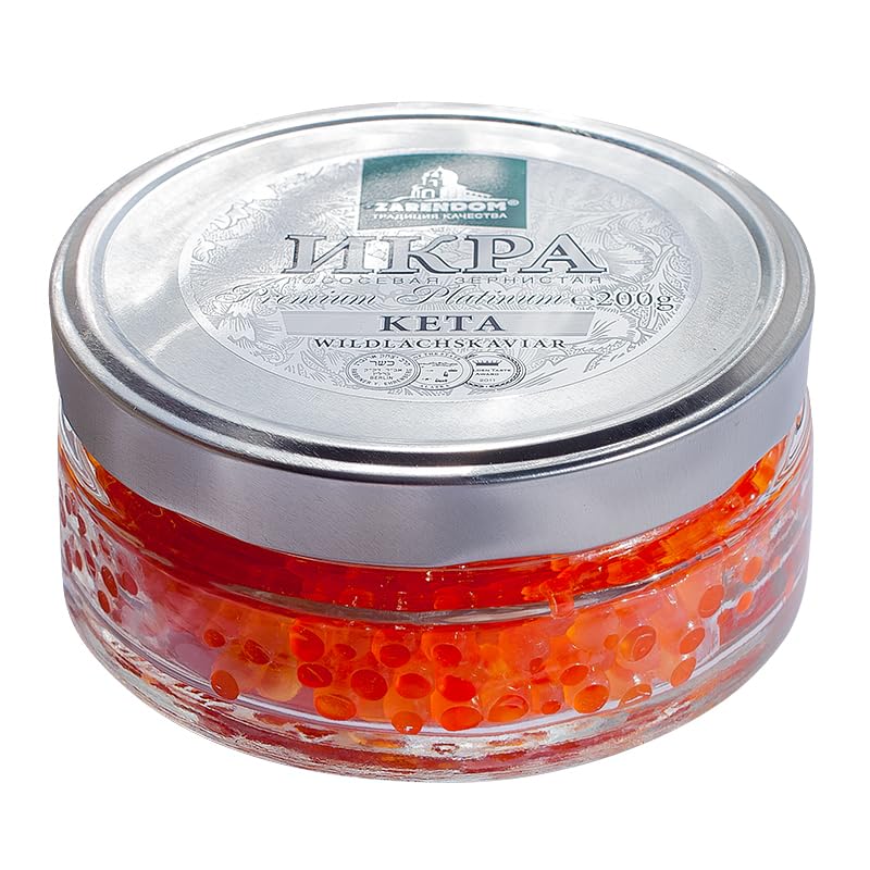 Kaviar - Zarendom Keta Wildlachskaviar Premium Platinum 200 g Glas - Lachs Kaviar