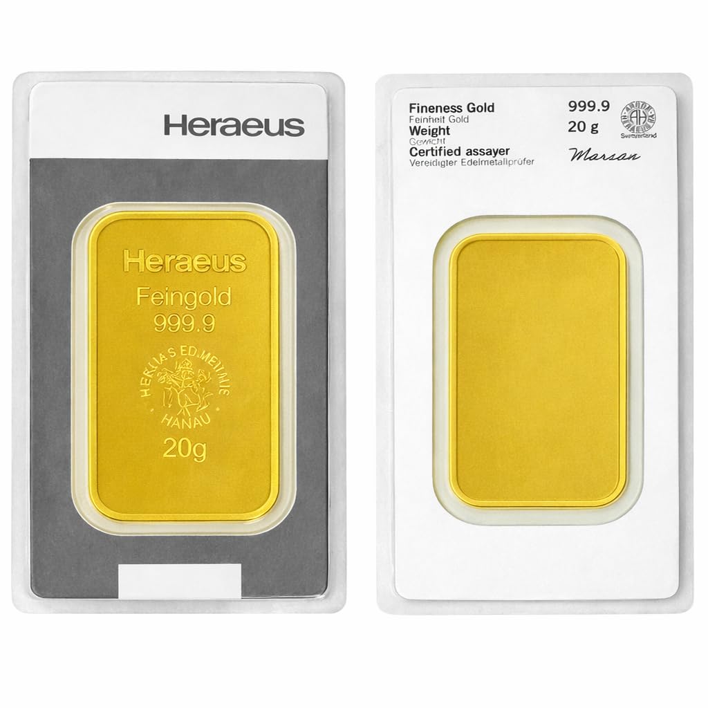 Heraeus Goldbarren, 999.9 Feingold, 20g, LBMA-zertifiziert