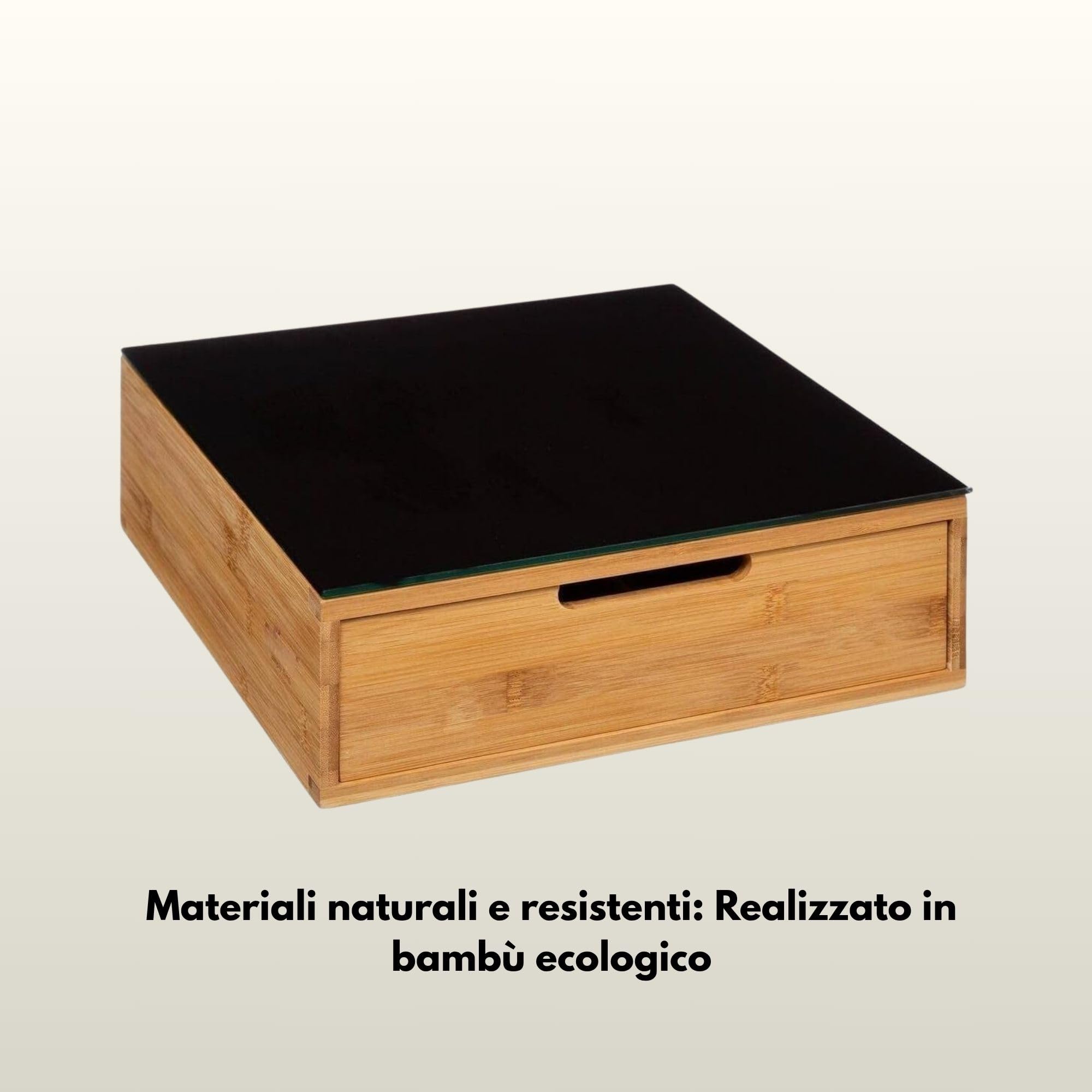 Porta Cialde in Bambù con Cassetto – Organizer Elegante per Cialde, Capsule e Tisane