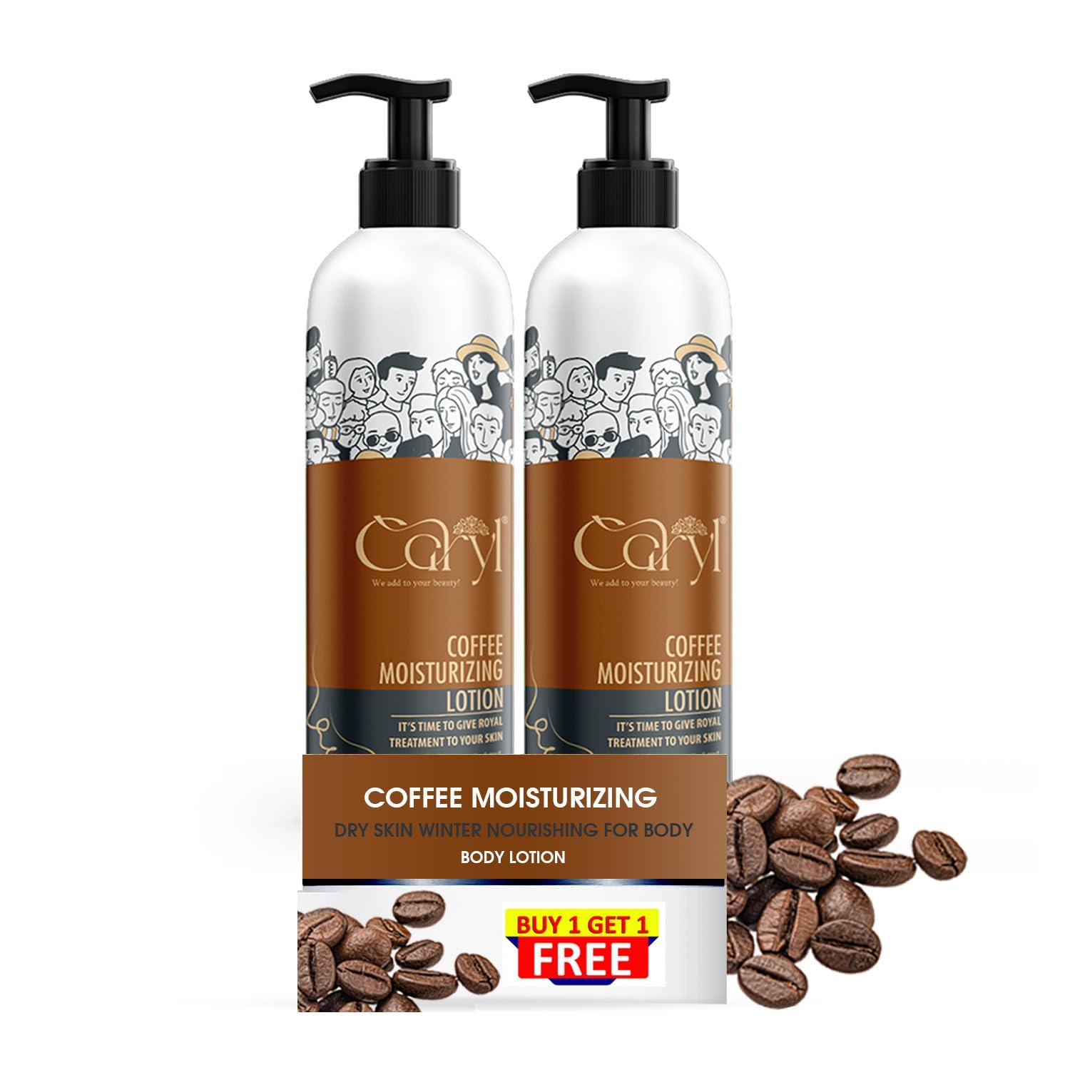 CARYL Coffee Moisturizing Body Lotion 400ml (Pack of 2) With Coffee, Cocoa & Shea Butter | Deep Hydration Body Lotion for Dry Skin Women, Men | Non-Sticky, Fast Absorbing | Paraben-Free, Smooth, Soft & Glowing Skin Moisturizer | For All Skin Types