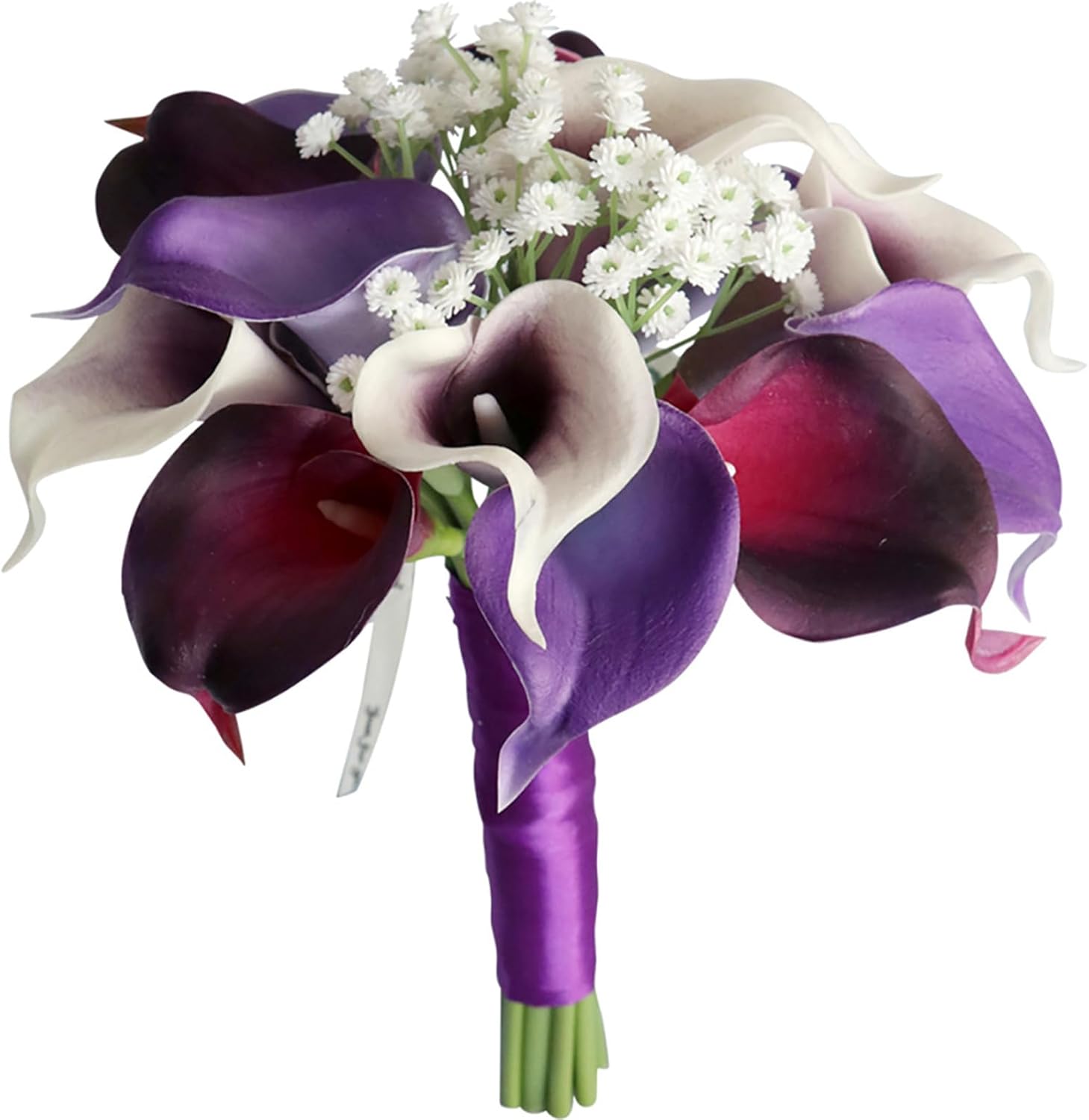 MOJUN Wedding Bouquets for Bridesmaid Artificial Purple Calla Lily Flowers Bridal Bouquet for Rustic Wedding Ceremony Anniversary Bridal Shower Party Home Decoration