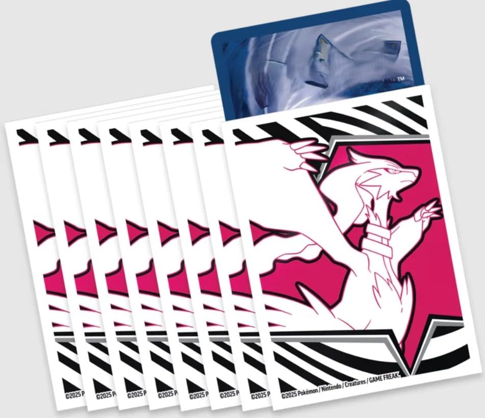 Elite Top Trainer Box Reshiram Sleeves Cases Gloss for Cards, Card Sleeves Pack of 65, for Trading Card Games with BB-Toy-Trades Shipping Protection White Flames
