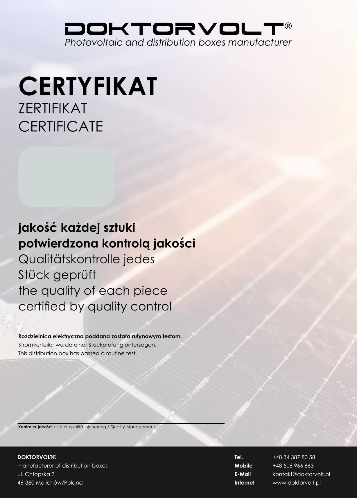 Solarna skrzynka przyłączeniowa fotowoltaiczna AC B16A 12-modułowa ochrona przepięciowa Doktorvolt 2384