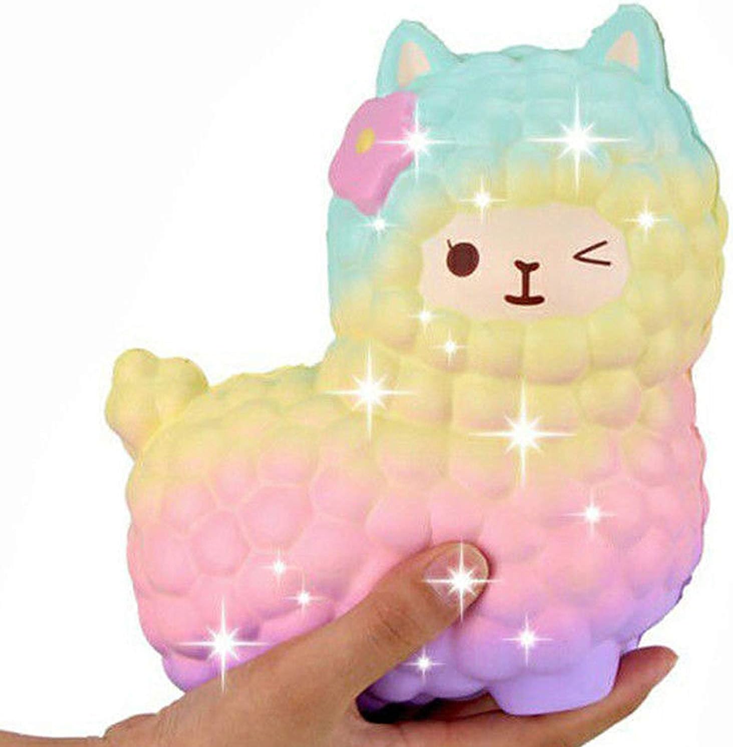 Jumbo Squishy ,Rainbow Jumbo Sheep Alpaca Squishies Slow Rising Squeeze Scented Charms Kawaii Stress Relief Animal Toys for Kids Adults Stress Time Kill Toys