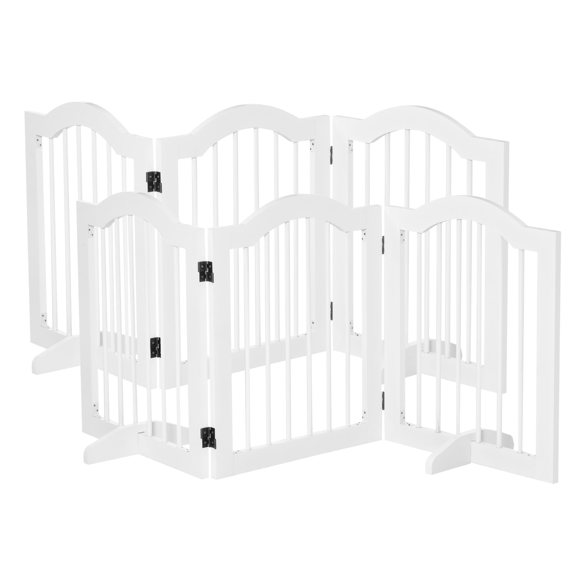 Barrière pour animaux PawHut pliable en bois avec pied de support blanc 154x61 cm
