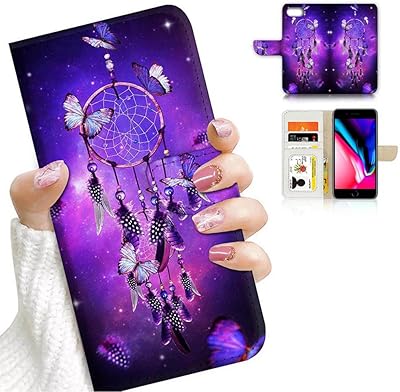 AJOURTEK for iPhone 8 Plus, iPhone 7 Plus, iPhone 6 Plus, Art Designed Flip Wallet Style Cover Case Fancy Flower Full Body Protection AD003 (#24884 Dream Catcher)