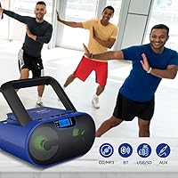 Vista 6 de Riptunes Reproductor de CD portátil Boombox AM FM Radio, Bluetooth, USB, entrada auxiliar, MP3 CD sonido estéreo con refuerzo de graves, luces