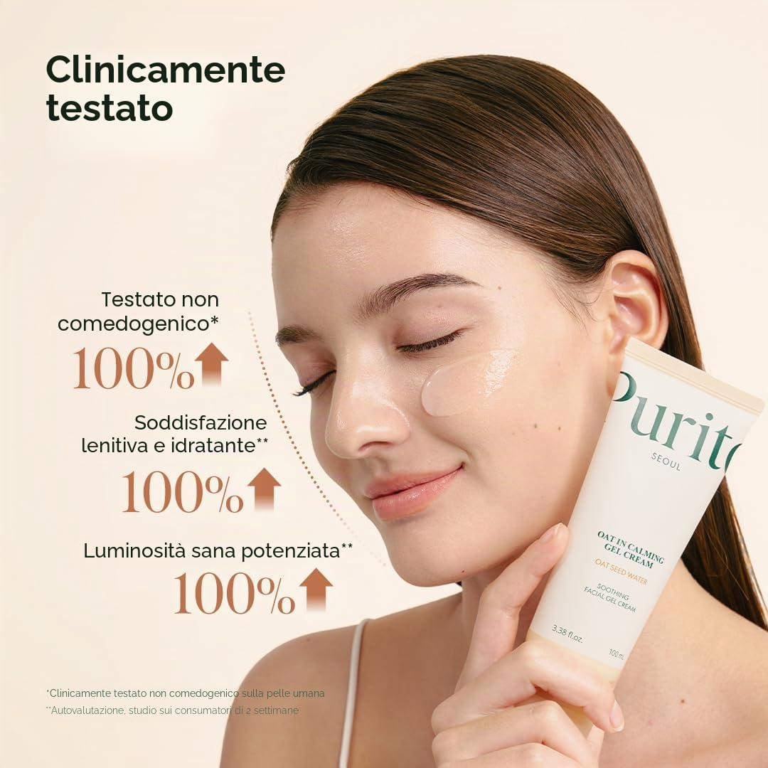 PURITO Oat In Calming Gel Cream | Soothing solution for Sensitive Skin | Lightweight, Non-Comedogenic, Fragrance-Free, Vegan & Cruelty-free | Korean Skincare, 100mL 3.38 fl.oz