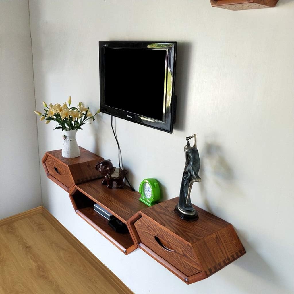 Amazon.com: Solid Wood Wall Shelf Floating Shelf with Drawer Wall ...