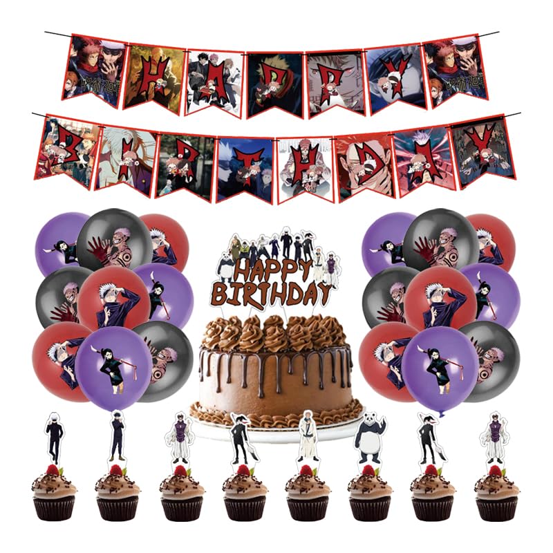 Decoration Anniversaire Jujutsu Kaisen Anniversaire Fete Jujutsu Kaisen Ballons de Fête Jujutsu Kaisen Ballons Anniversaire Jujutsu Kaisen Décoration Gateau Jujutsu Kaisen Banderole Anniversaire