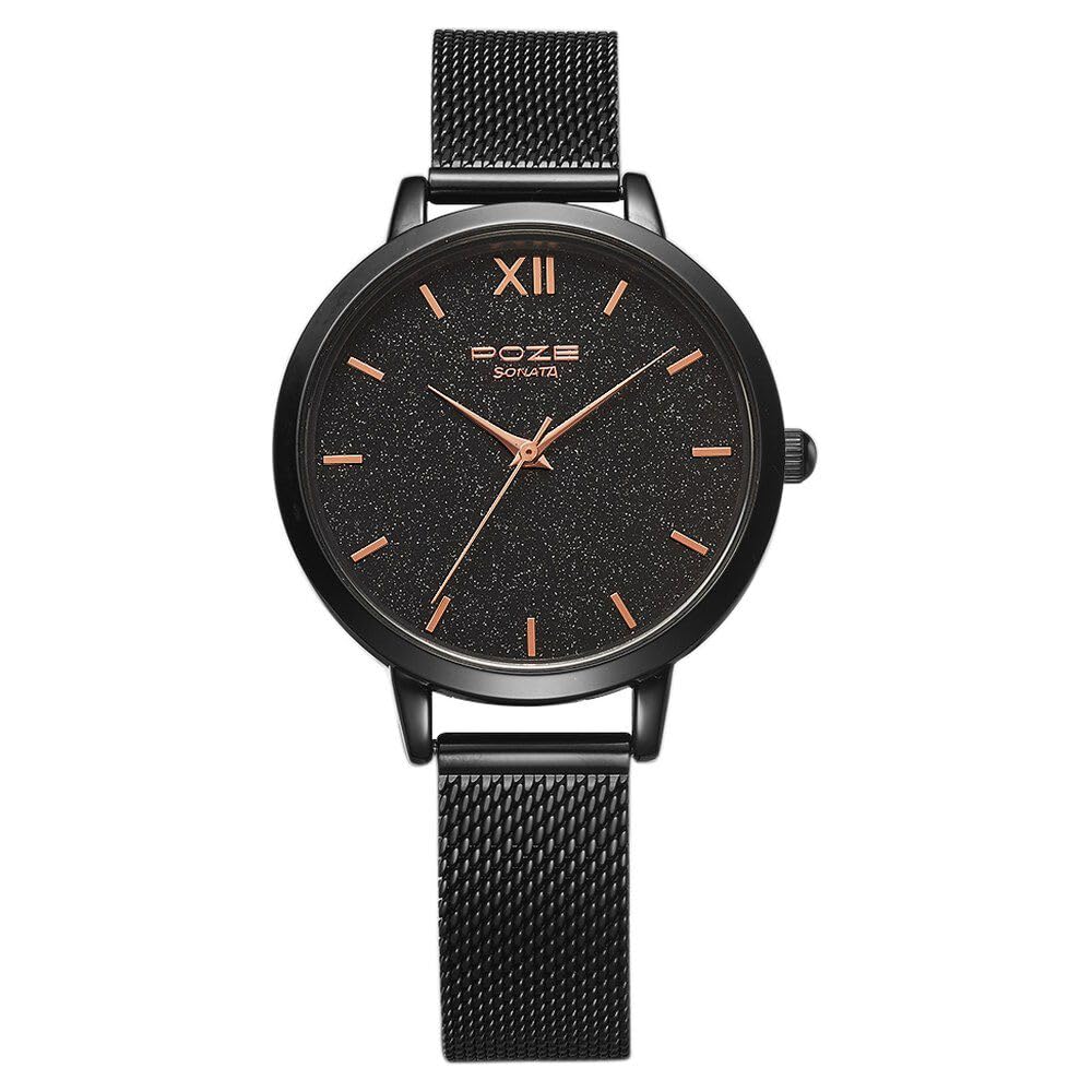 Sonata Poze Quartz Analog Black Dial Stainless Steel Strap Watch for Women-SP80023NM01W (B0CW9SHC6K) Amazon Price History, Amazon Price Tracker