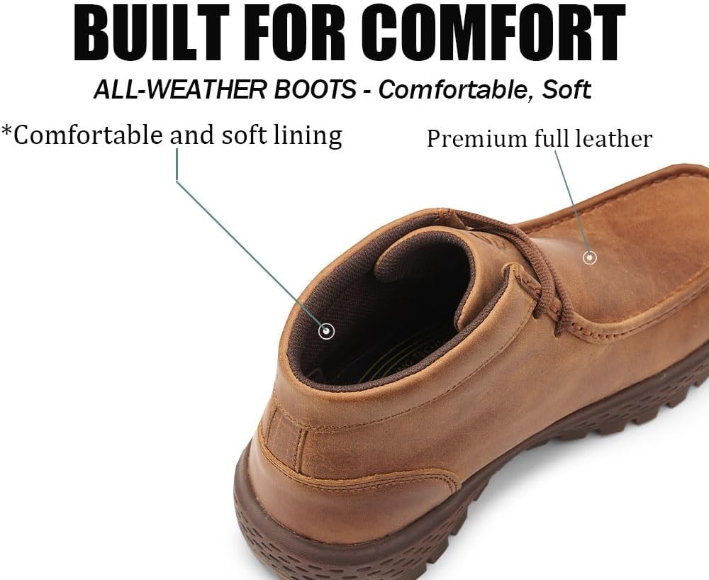 SUREWAY Men's Chukka Boots,Lightweight Durability Leather Moc Toe Work Boots,Fashion Hiking,Driving Shoes,Chelsea Boots for All-Weather Comfort (Office,Casual,Dress) - Image 6