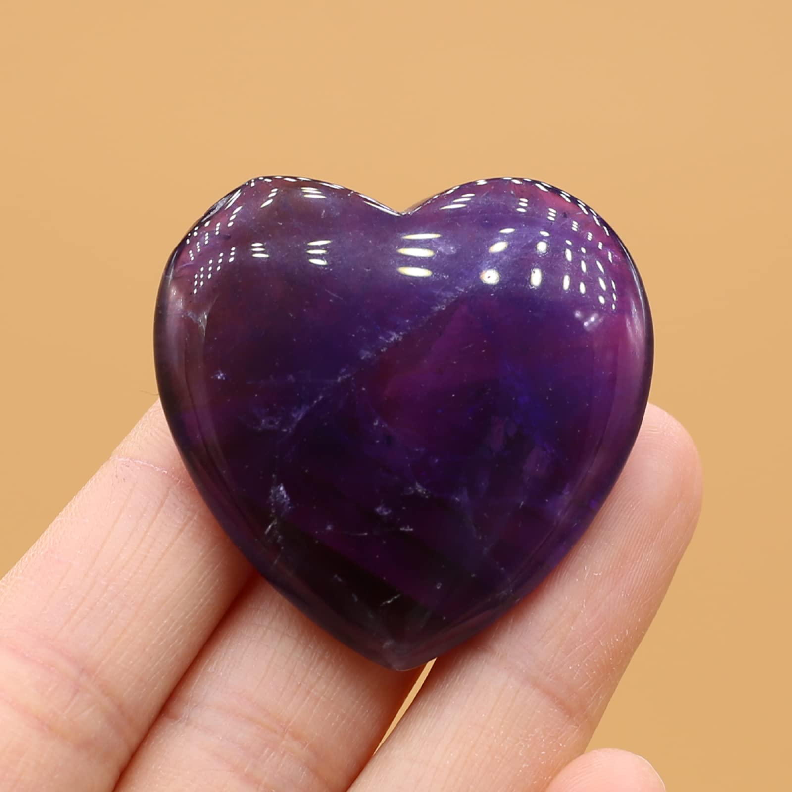 Pierre Naturelle Coeur Sculpté Décoration Améthyste Clair Quartz Oeil De Tigre Roche Quartz Cristaux Pierres Ornements Décor À La Maison,Améthyste,1PC-40mm Décoration De La Chambre ( Color : Lapis Laz