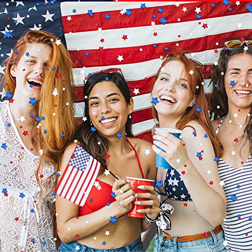 Image of FOIMAS 90g /3.2oz Metallic Star Confetti,4th of July Star Table Confetti Glitter for Independence Day Patriotic Party Decoration,Red,Silver and Blue
