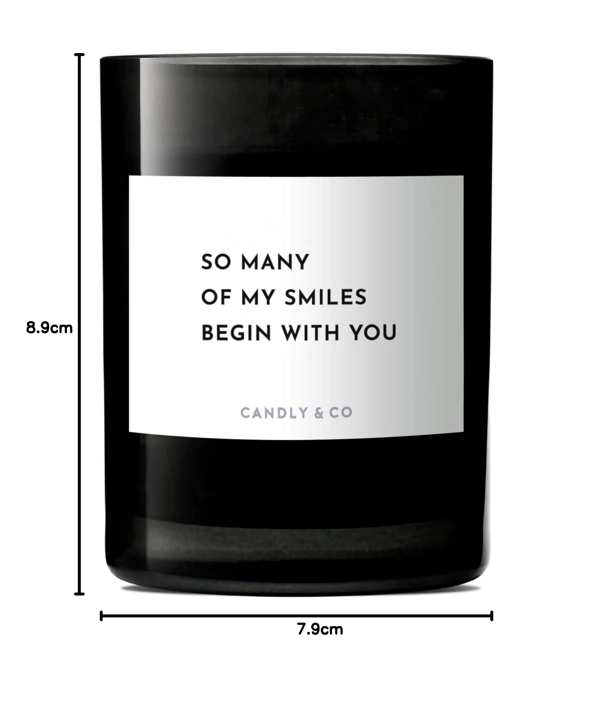 Candly&Co Nr. 6 So many of my smiles begin with you/Luxus-Duftkerze/ 100% Soja/Rauchglas/Docht aus Baumwolle/ 250g/ Galbanum, Sandelholz, Kardamom, Amber, Papyrus, Kamille/Handgefertigt in EU