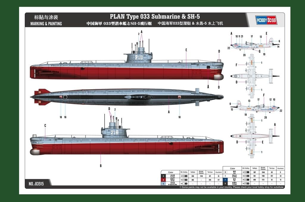 Hobby Boss Plan Type 33 Submarine and SH-5 Boat Model Building Kit