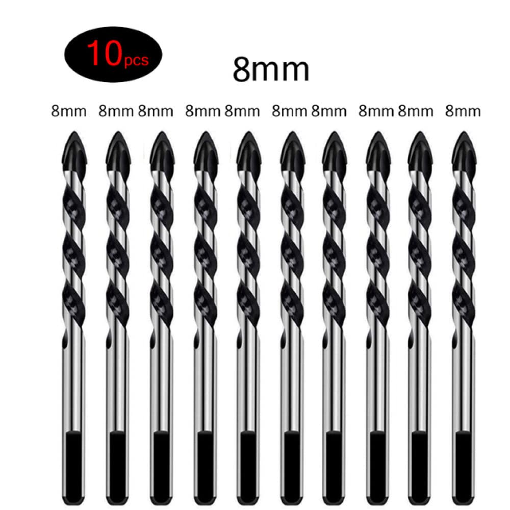 3-12mm trójkątne wiertła ze stopu metali ze stali wolframowej do porcelanowa płytka ceramiczna, beton, cegła, szkło, plastik i drewno, 10 p 8 mm