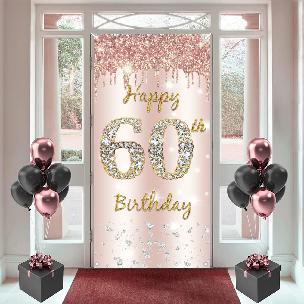 Striscione Compleanno Illuminato - Oro Rosa Vintage, LED, Per Porta, 16