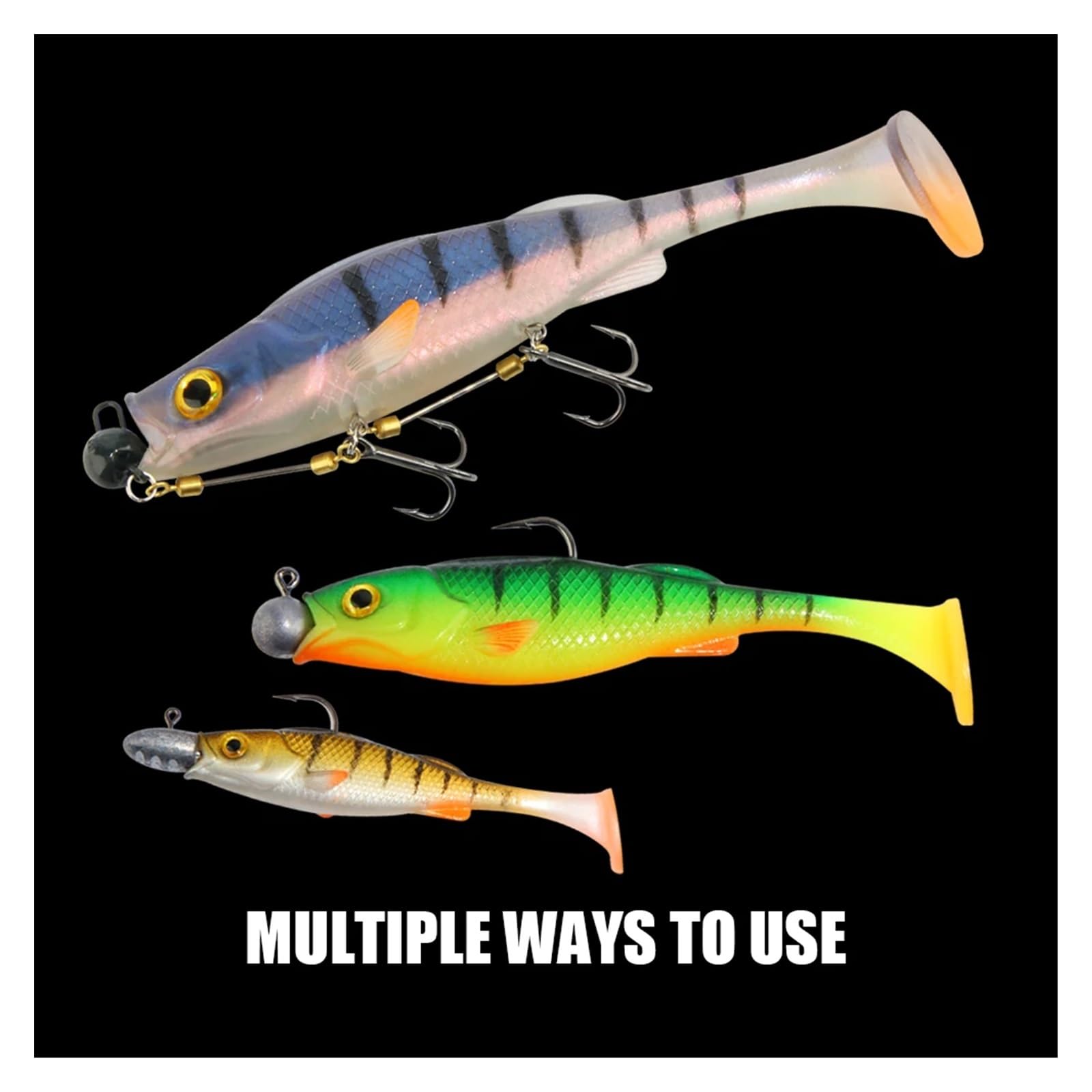 Leurre de pêche à la Perche Vigour 7 cm 11 cm 14 cm Leurre Souple Shad UV-Active Wobble Craft Rubber Fish Swimbait