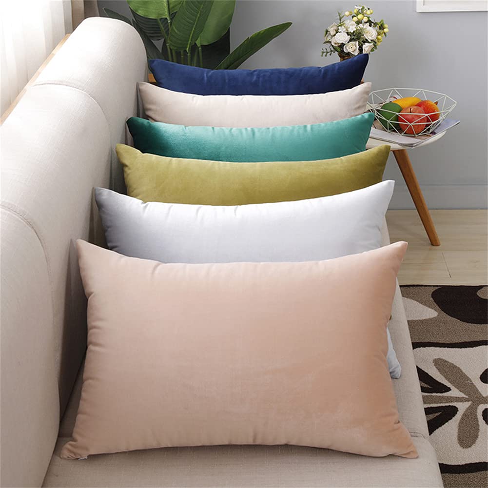 2er Set Dekokissen 40 x 60 cm - Plüsch Samt - Lendenkissen Rechteckig - ideal für Sofa oder Schlafzimmer - lebendige rote Farbe - Soft Touch