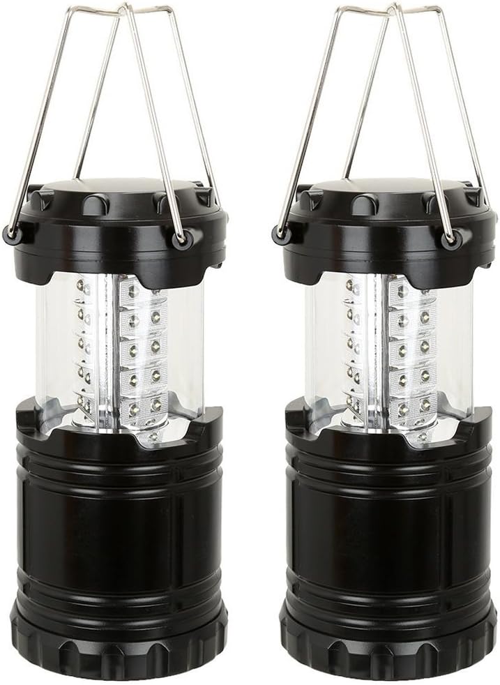 2 Pack LED Battery Powered Lanterns, Transportable, Waterproof, Collapsible Lights for Tenting, Emergency, Hurricane, Storms, and Energy Outages