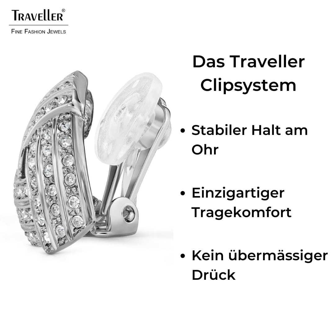 Traveller Ohrclip - Damen - Silberfarben - Kristalle - 15 x 15 mm - Dreieck - Platiniert - 157773