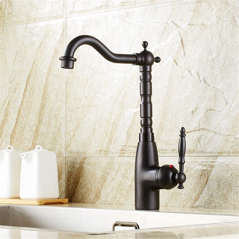 Robinet de cuisine en cuivre et bronze noir avec mitigeur d'eau