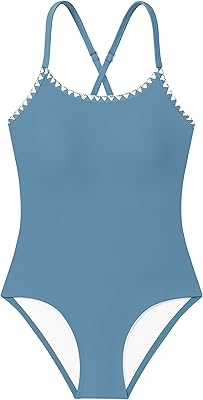 Girls Swimsuit Ruffle Girl One Piece Bathing Suit Solid Swimsuits Ruched Sleeveless Girls' Swimwear for 7-18 Years