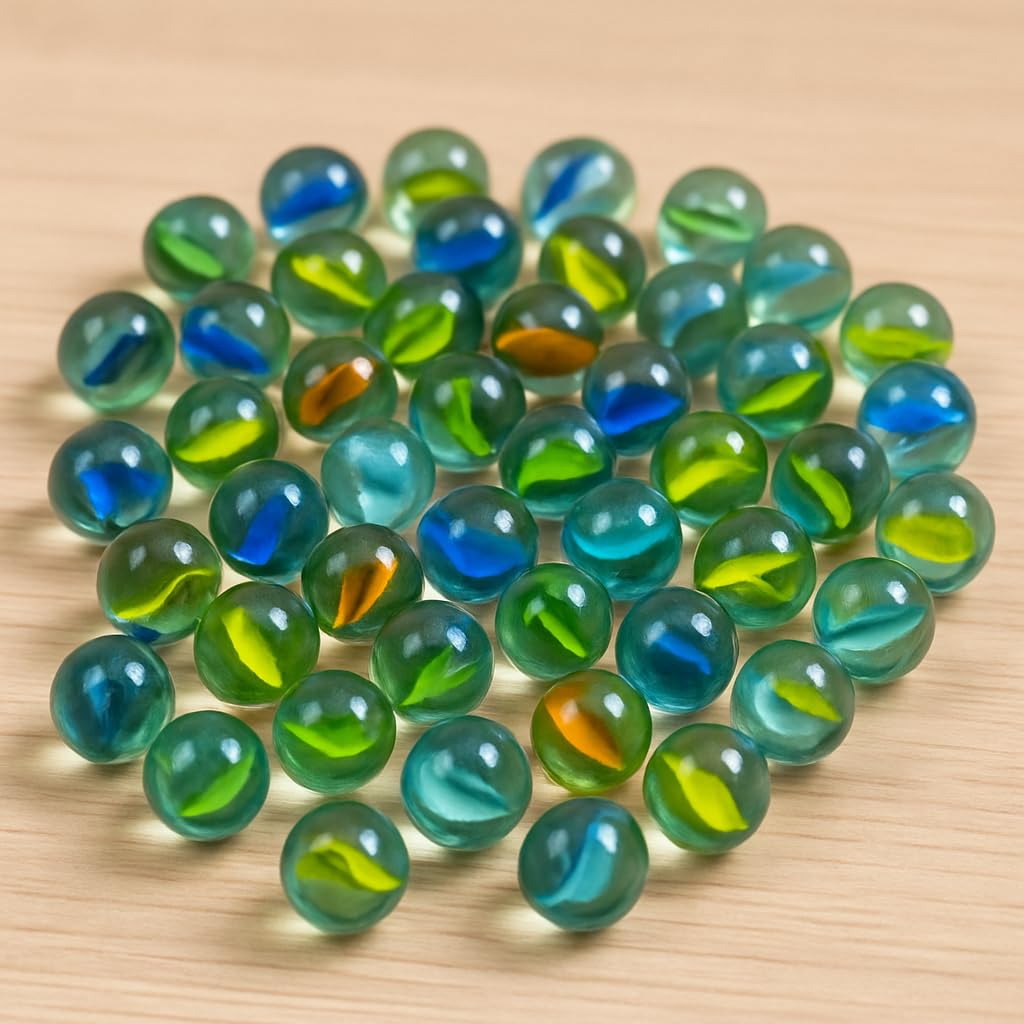Glass Marbles – Glass Playing Balls (15mm) | Traditional Indian Kanche/Goli Game Set | Vibrant Kanche Stones for Aquarium Fillers, Vases, Gel Candle Fillers & Home Décor - 50Pcs-picture-22