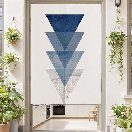 MYRU Tapiz geométrico japonés Noren para cortina (triángulo degradado, 33.5 x 59 pulgadas)