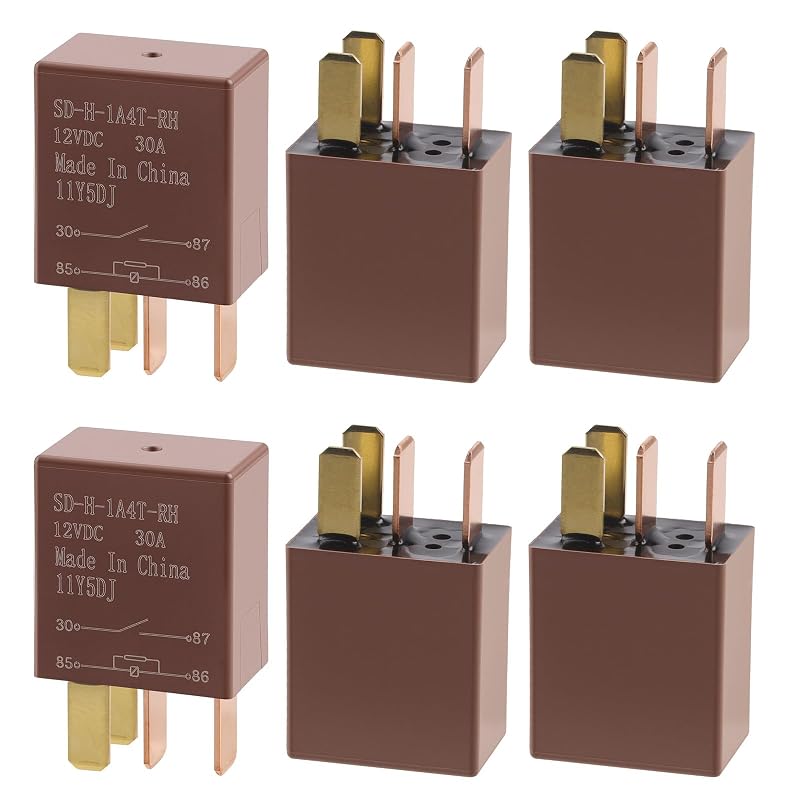 Relé automotivo Drytuns 12 V 30 A com 4 pinos, SPST – pacote com 6 unidades
