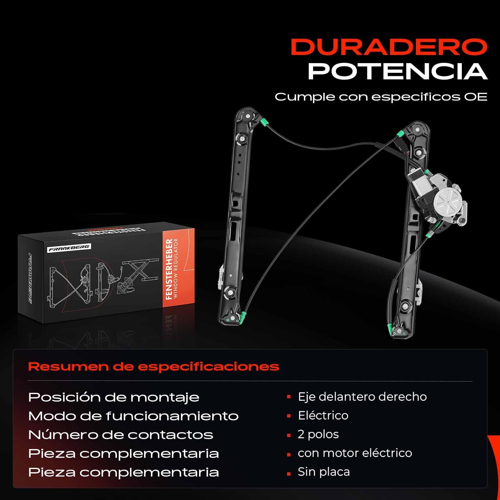 Frankberg Regulador de ventana con motor delantero derecho 51337020660