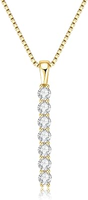 AINUOSHI 925 Sterling Silver Moissanite Bar Necklace
