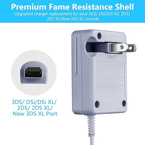 Miniatura 4 de Cargador 3DS, adaptador de CA compatible con Nintendo 3DSDSiDSi XL2DS2DS XLNuevo 3DS XL - Enchufe de pared para el hogar de 100-240V