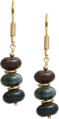 Miniatura 25 de Gempires - Aretes ligeros con cuentas hechas a mano, hipoalergénicos, chapados en oro, aretes colgantes para mujer Yaxaite