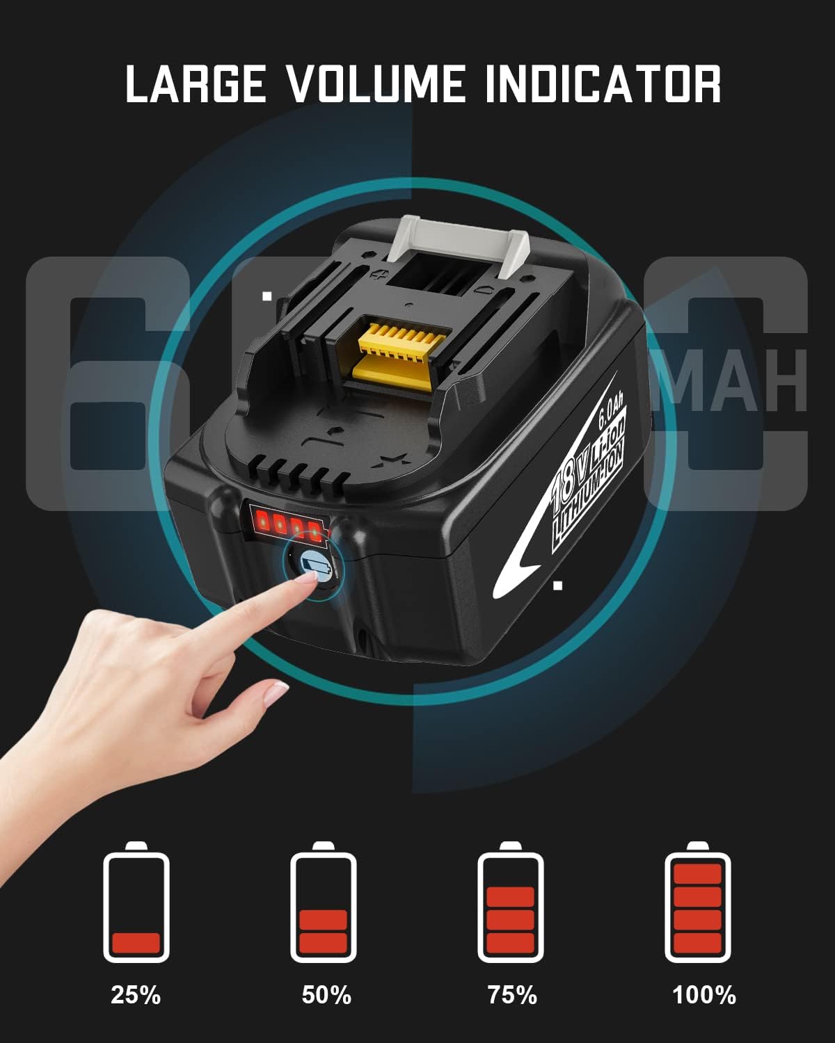 BL1860B 6000mAh Replacement for Makita 18V Battery, Compatible with Makita 18 Volt Battery Drill,Impact Driver,Vacuum,Blower,Saw,Pruning Saw(Multi-2PC)