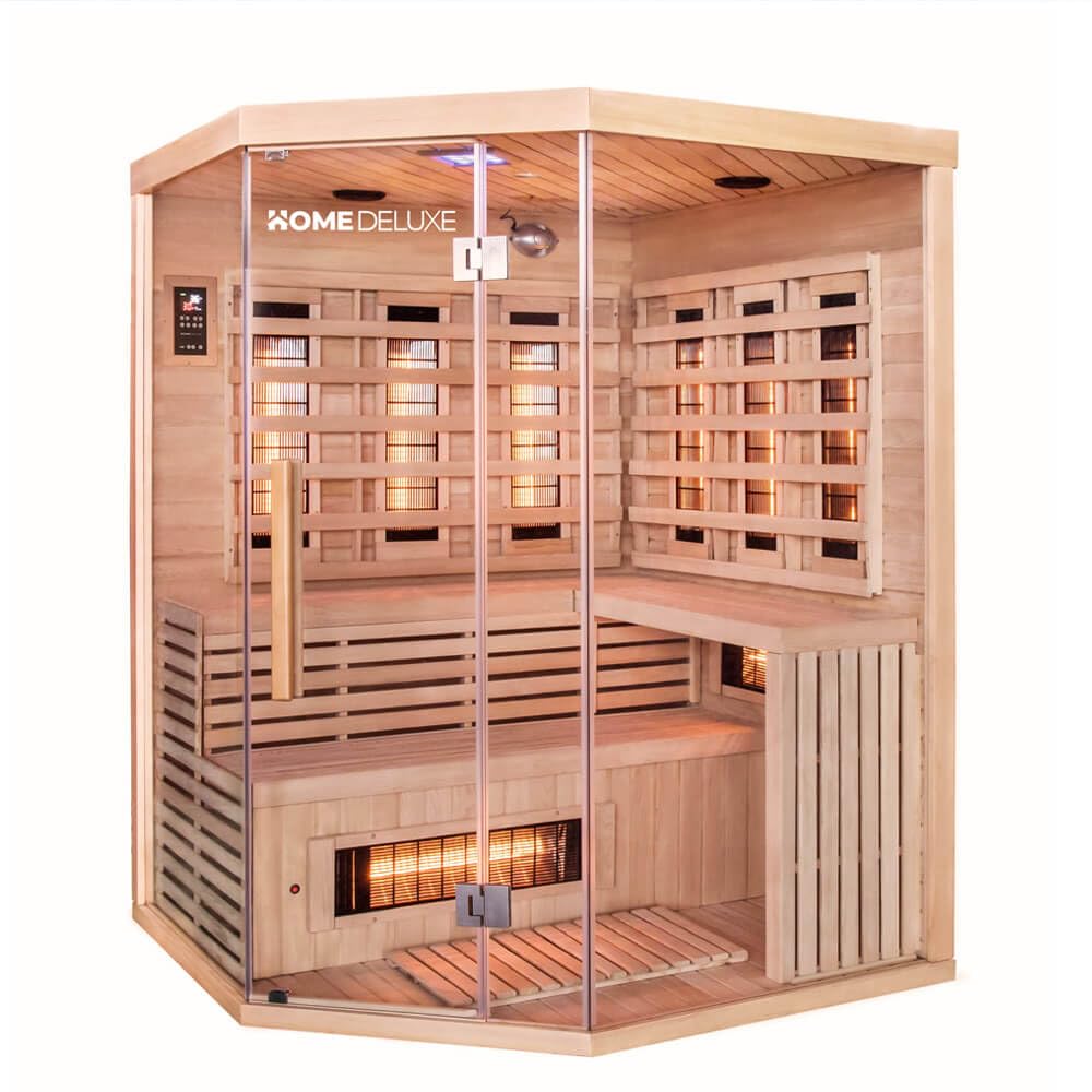 Home Deluxe Infrarotkabine Sahara XXL 150x150x200 cm 8 Vollspektrumstrahler Hemlocktanne Infrarotsauna